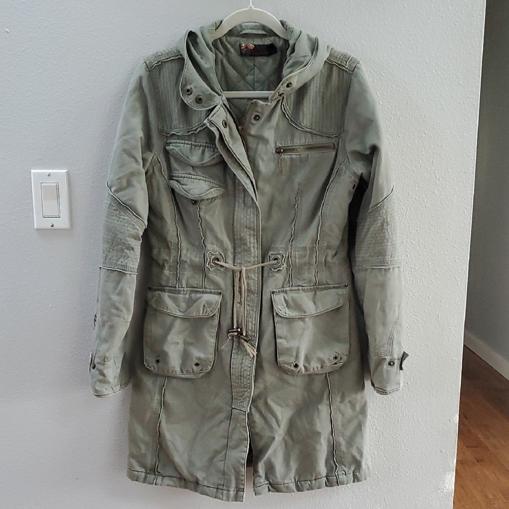 B by Burton green canvas military army parka
